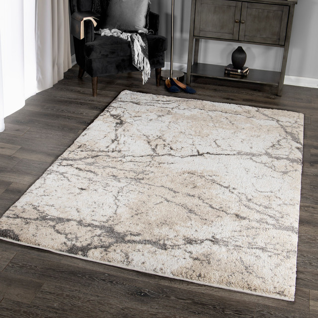Palmetto Living by Orian Mystical Marquina Ivory Area Rug, 9'x13' Contemporary Area Rugs