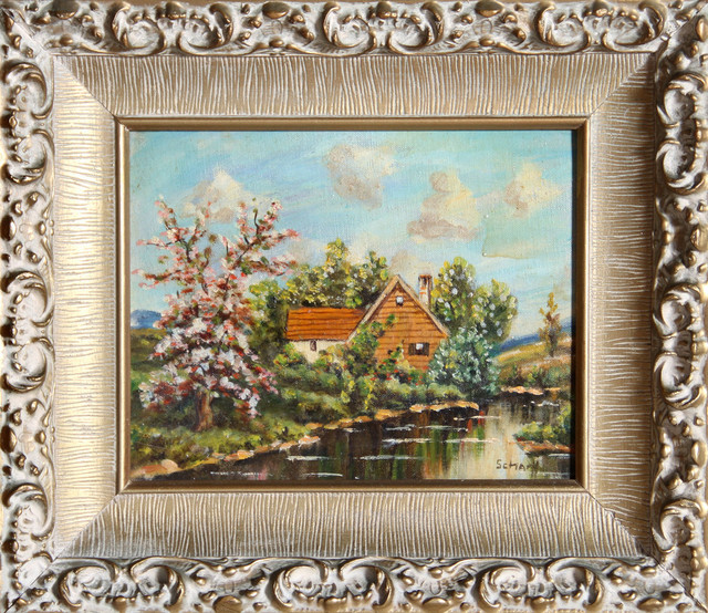 Erna Scharff "Lakeside Cottage" Oil Painting