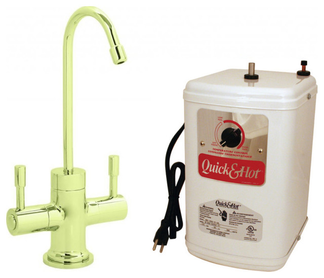 Contemporary 10" Hot And Cold Water Dispenser And Tank In Polished