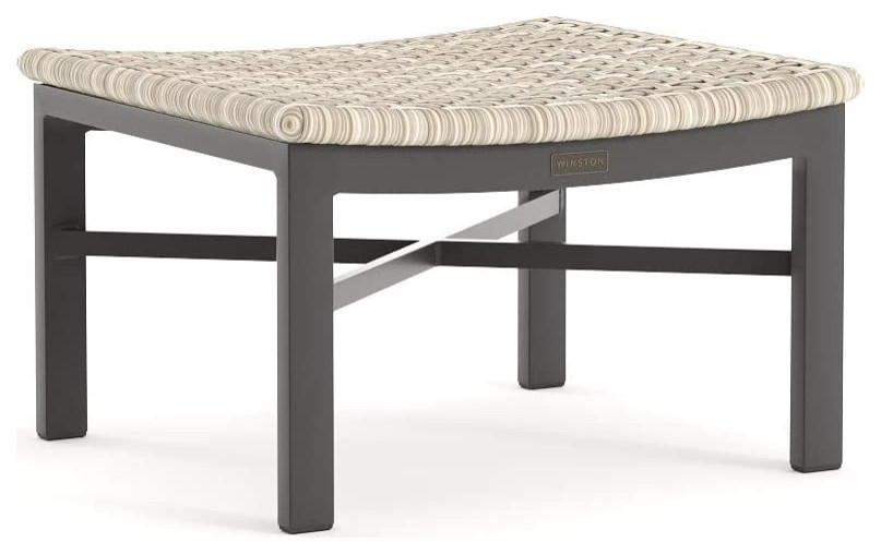 Jasper Ottoman, Textured Pewter Modern Outdoor Footstools And Ottomans by Winston