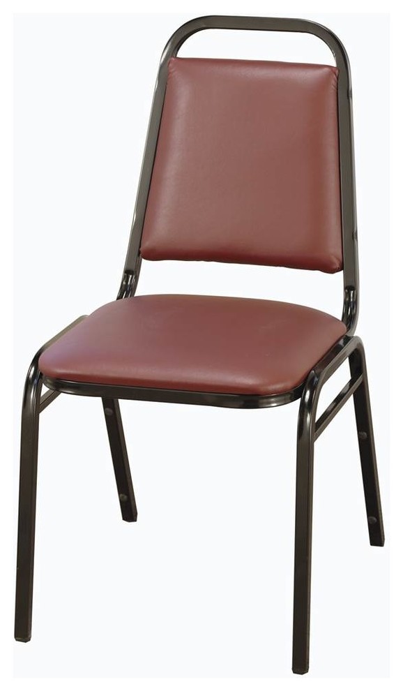 Stacking Chair w 1.5 in. Thick Upholstered Seat - Set of 2 (SilverVein-VinylNavy