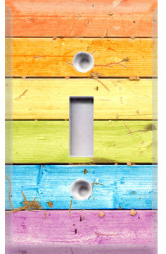 Rainbow Wood Light Switch Plate Cover by Crazy 8Z Decor