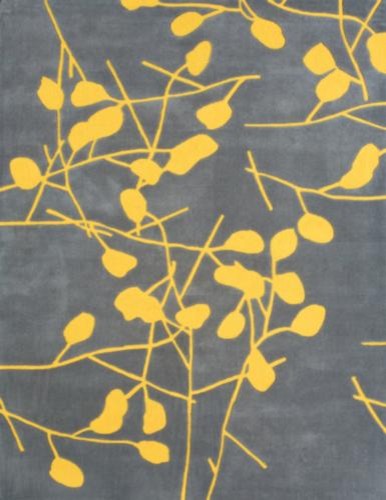 Grey Rug With Yellow Branches