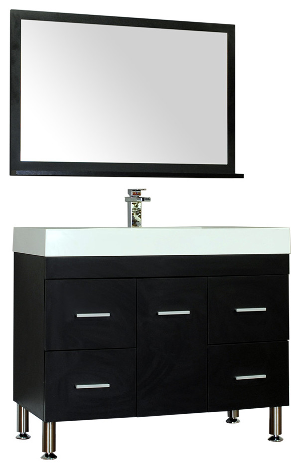 The Modern 39 inch Single Modern Bathroom Vanity in Black without Mirror