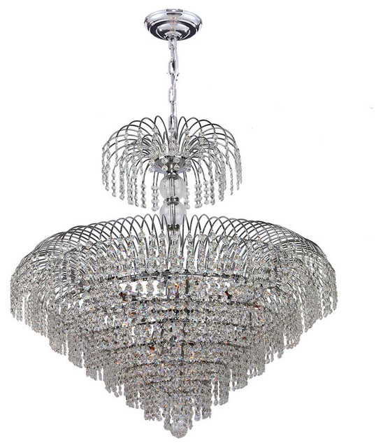 French Empire 14-Light Chrome Finish Clear Crystal Chandelier