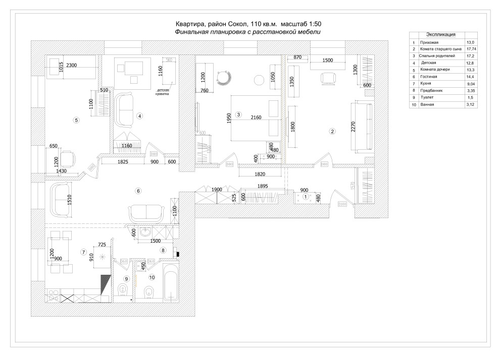 Квартира в сталинке на Соколе для большой семьи