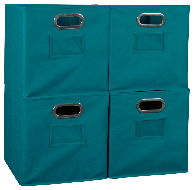 Niche Cubo Set of 4 Foldable Fabric Storage Bins- Teal