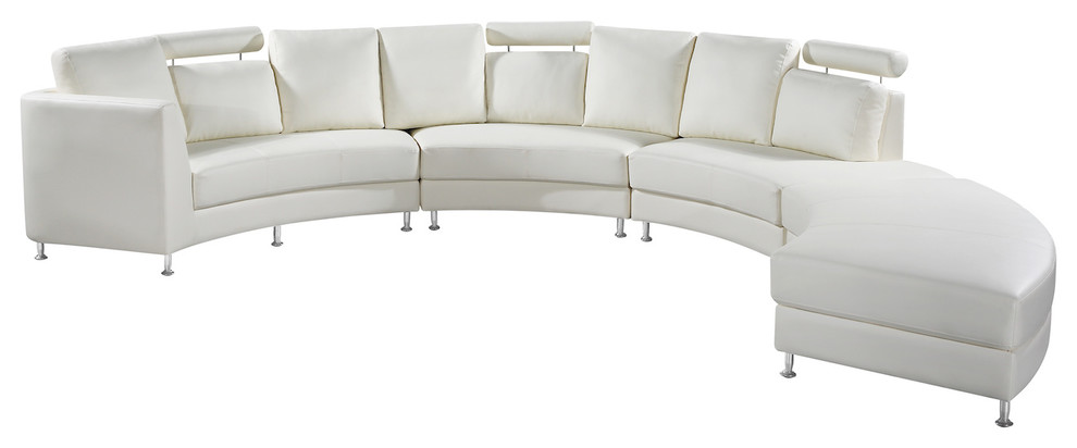 Rossini Circular Sofa, White Leather