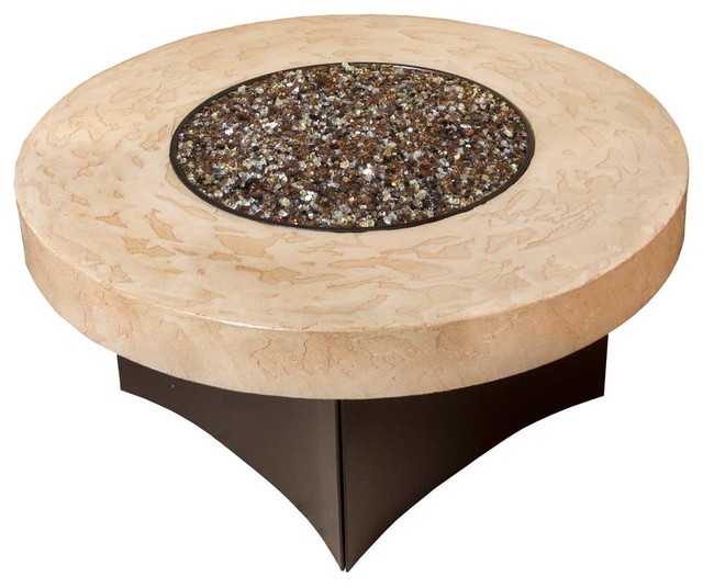 Orilfamme Outdoor Gas Fire Pit Table W Fire Glass Savanna Tuscan