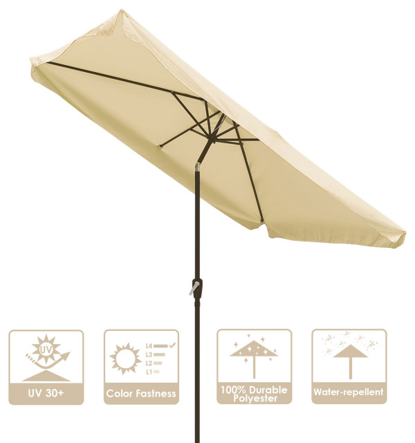 LAGarden 10x6.5 Ft Aluminum Outdoor Patio Umbrella with Valance Crank