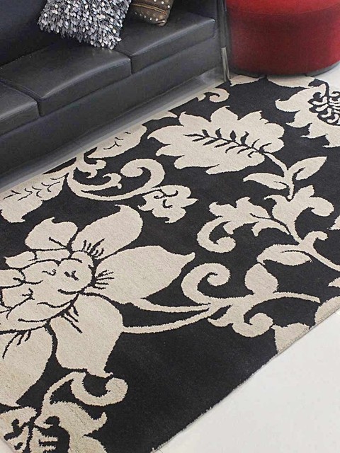 Rugsotic Carpets Hand Tufted Wool Area, Black And Cream Area Rugs