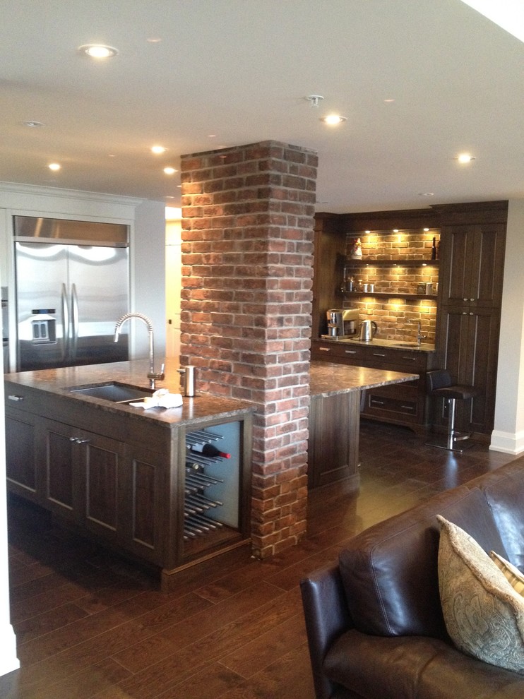 Oakville, Contemporary, Faux Brick Work Contemporary Kitchen