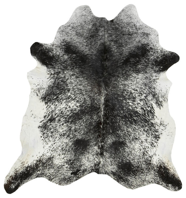 Black and White Salt and Pepper Cowhide Rug, XL Contemporary