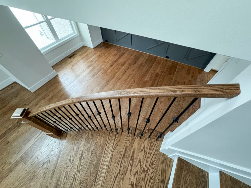 117_Distinct Oak Staircase with Iron Balusters & Oak Rail Profile, Chantilly VA