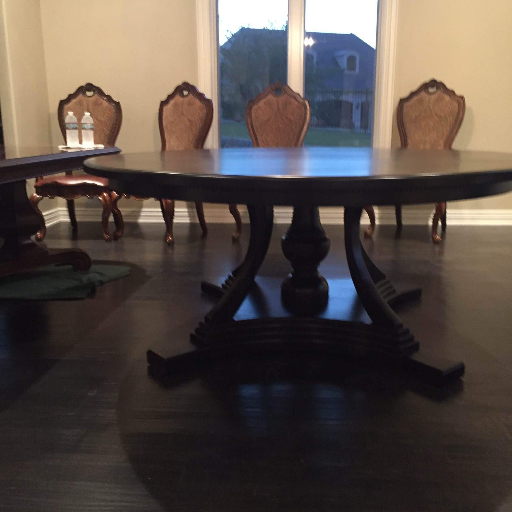 Round Stained White Oak Dining Table