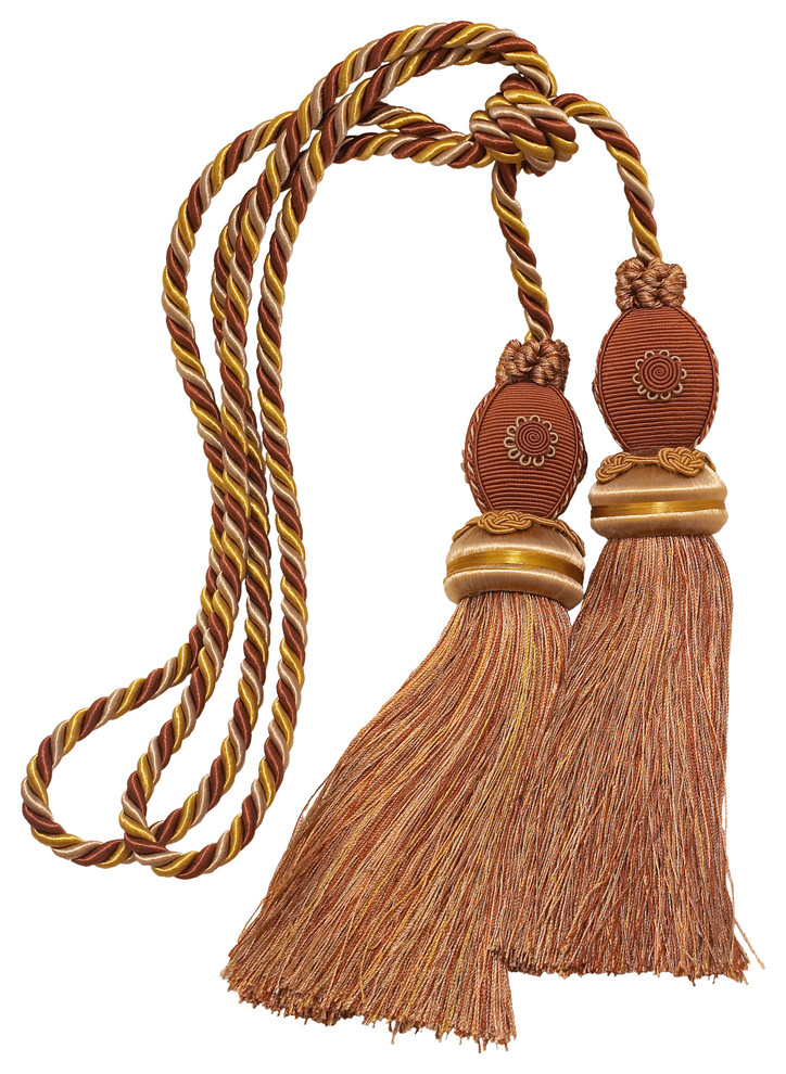 Invidual Wine Gold Lt Green 3.5/" Tassel Tieback Autumn Leaves