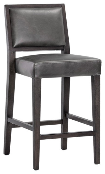 Pluto Leather Stool, Gray, Counter Height