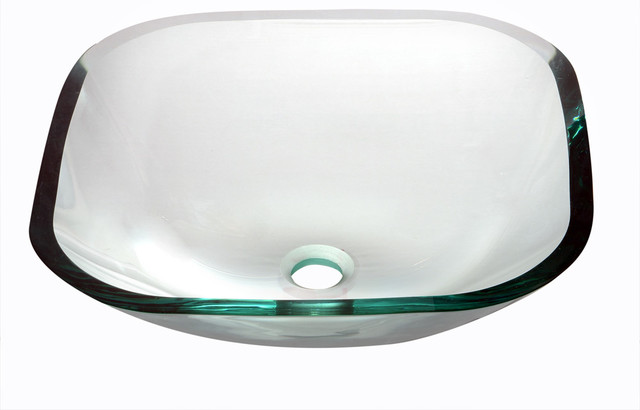 Dawn Tempered Glass Vessel Sink-Square Shape, Clear Glass