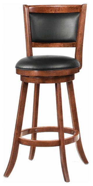Coaster Upholstered Faux Leather Swivel Bar Stools in Black