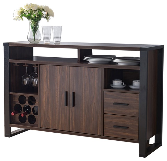 161640 Smart Home Dark Walnut Black Wine Bar Sideboard Buffet 161640 Smart Home Dark Walnut Black Wine Bar Sideboard Buffet Table