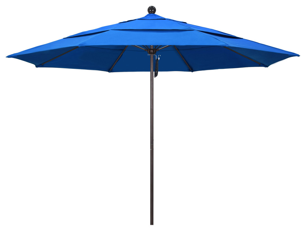 11' Fiberglass Push Open Patio Umbrella, Olefin Contemporary