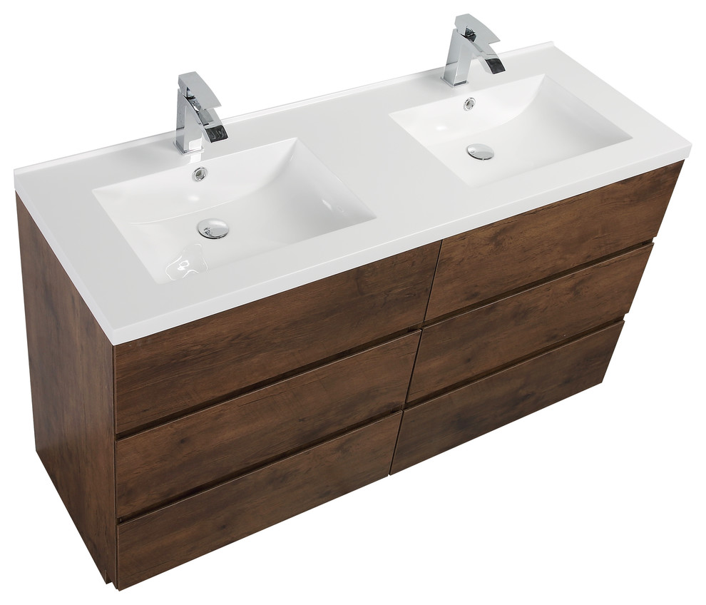 AlmaEdison Freestanding Vanity With Double Sinks, 60" Modern Bathroom Vanities And Sink