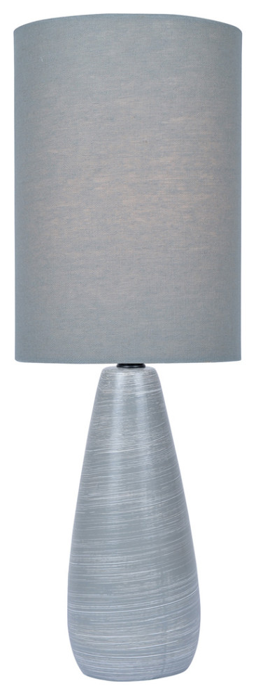 Quatro Mini Table Lamp in Brushed Grey with Grey Linen Shade E27 A 40W