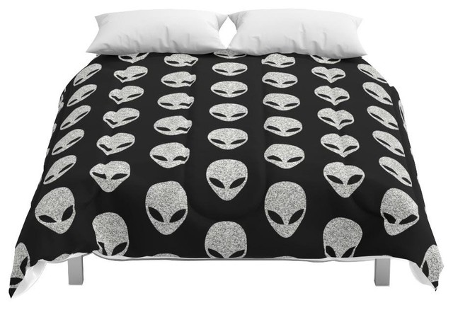 Society6 Glitter Gray Aliens Comforter Contemporary Comforters