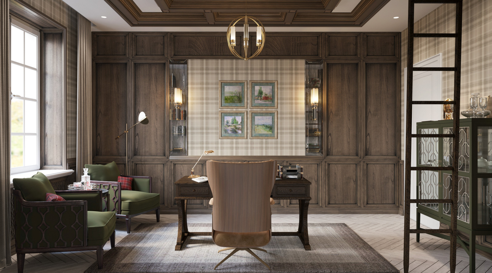 Кабинет в английском стиле в проекте "Жемчужная река"