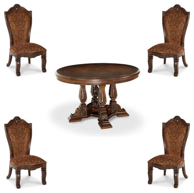 Windsor Court Round Dining Table Set 5, Victorian Dining Table Round