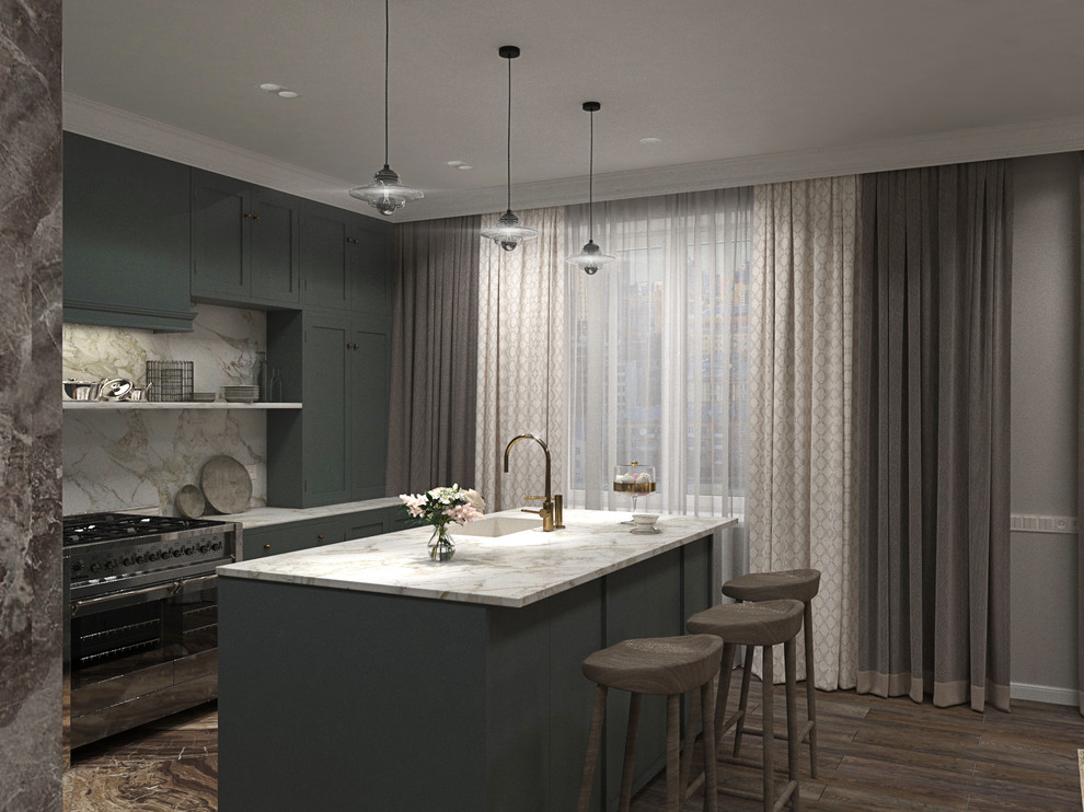 Гостиная, кухня и полноценная столовая в одном помещении