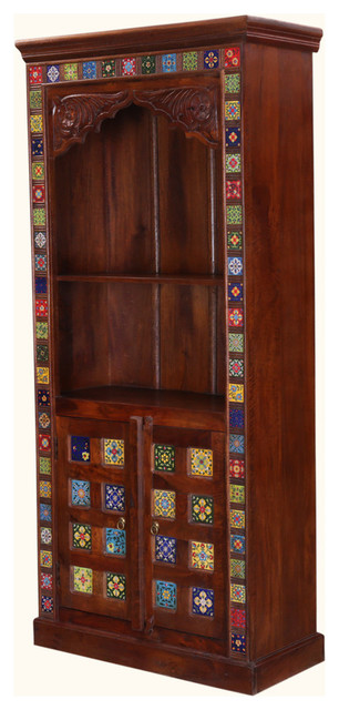 Dutch 71 Rainbow Tiles Rustic Mango Wood Open Display Cabinet Dutch 71 Rainbow Tiles Rustic Mango Wood Open Display Cabinet
