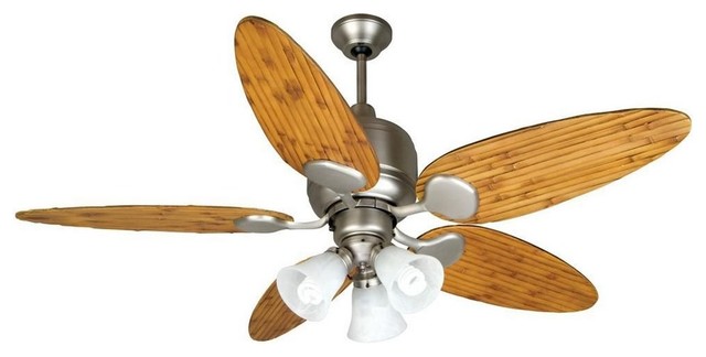 Kona Bay 54 Ceiling Fan Brushed Nickel Oak Bamboo Blade Asian Kona Bay 54 Ceiling Fan Brushed Nickel