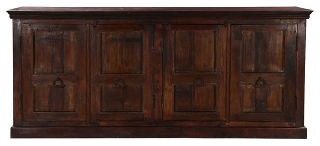 Logan Rustic Solid Wood 4 Shelf 4 Door Extra Long Buffet Cabinet