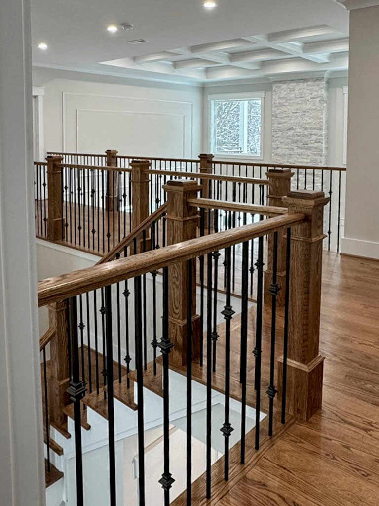 117_Distinct Oak Staircase with Iron Balusters & Oak Rail Profile, Chantilly VA