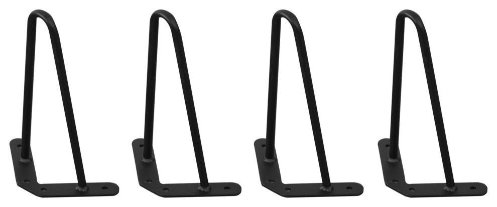 Serenta Hairpin Metal Table Legs, 4-Piece Set, Black, 10"