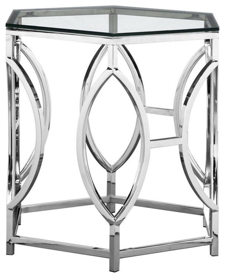 American Home Classic Arthur MetalGlass Side Table in High Polish