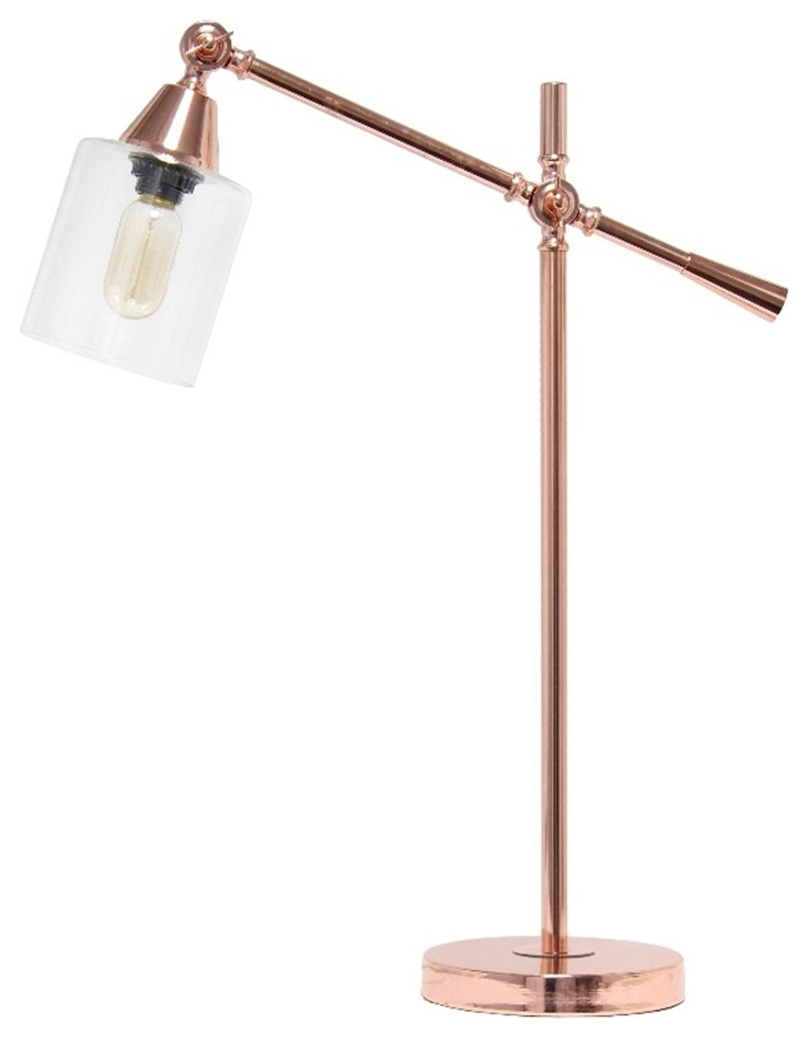 Elegant Designs Tilting Arm Desk Lamp Rose Gold Transitional Desk
