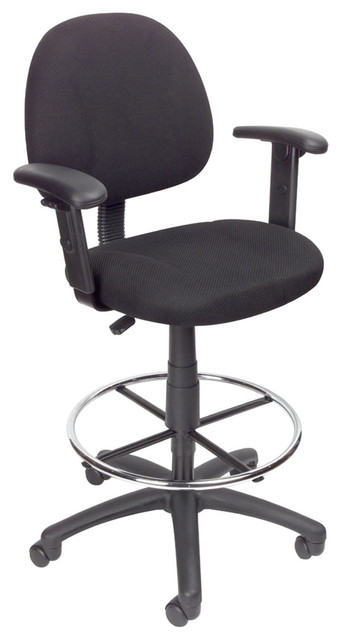 Boss Drafting Stool, B315-Bk With Footring And Adjustable Arms