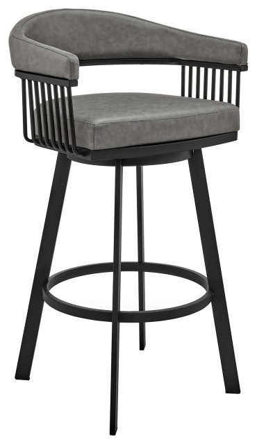 Benzara BM270143 Barstool With Open Design Metal Frame & Slatted Arm ...