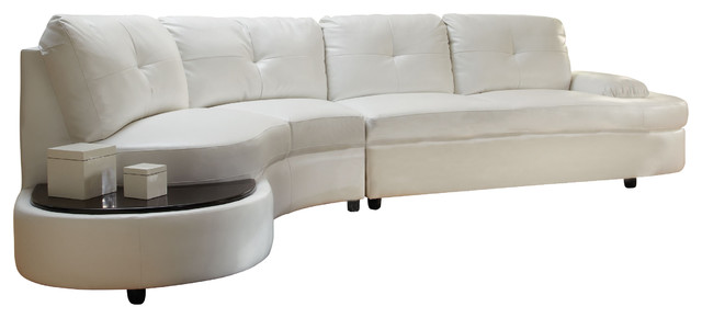 Coaster Talia Bonded Leather Sectional Sofa, White