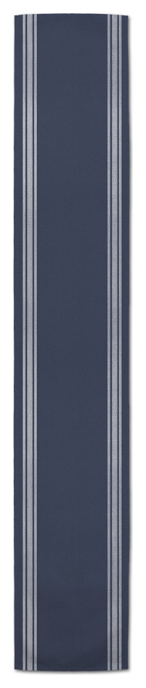 Navy and White Stripes 16x90 Cotton Twill Runner