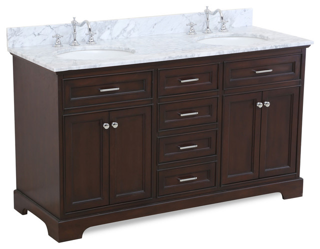 Aria 60 Bath Vanity With Carrara Marble Top Transitional Aria 60 Bath Vanity With Carrara Marble Top