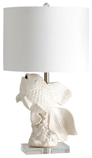 Seaside White and Cream Glaze One-Light Lamp