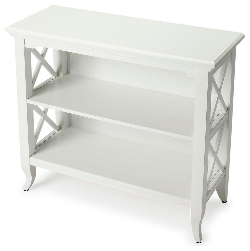 Newport Glossy Low Rectangular Bookcase, White