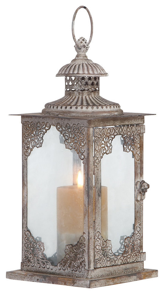 Vintage Gray Metal Candle Lantern 52900