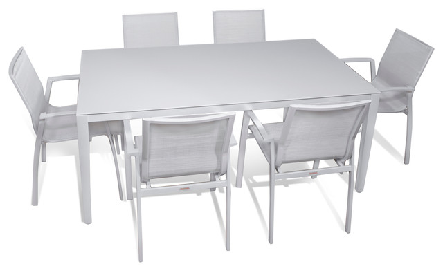 Outdoor Patio Furniture Aluminum Gray Frosted Gl Rectangle Dining Outdoor Patio Furniture Aluminum Gray Frosted Gl Rectangle Dining 7 Piece Set