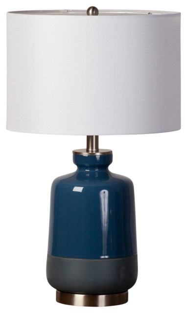 Two Toned Teal Ceramic Table Lamp, Set of 2
