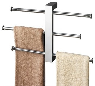 Polished Chrome Towel Rack With 3 Sliding Rails - Contemporary - Towel Racks & Stands - by TheBathOutlet