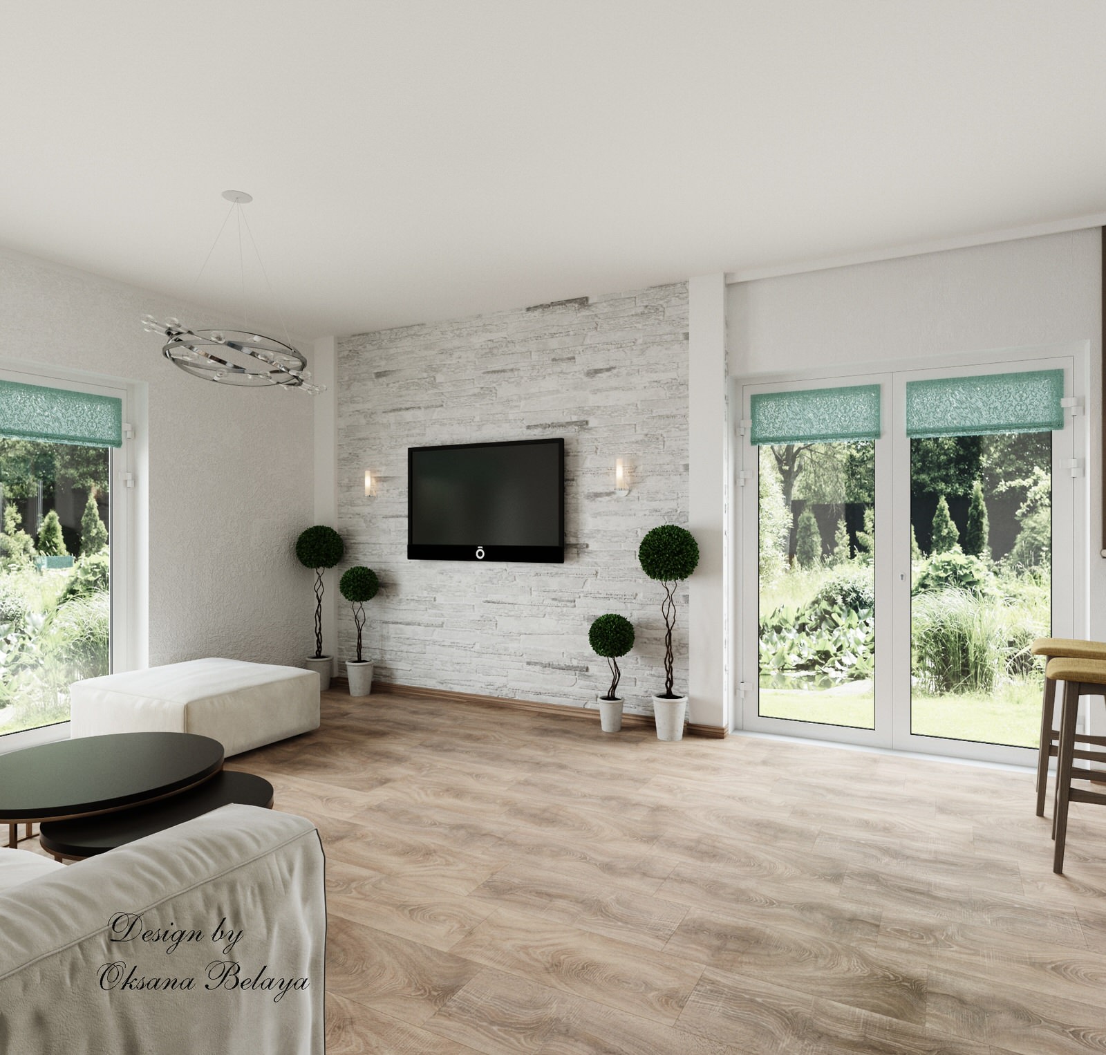 Частное домовладение гостиная-кухня